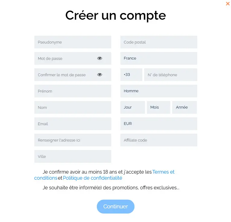 Processo di registrazione GAMERSBET CASINO
